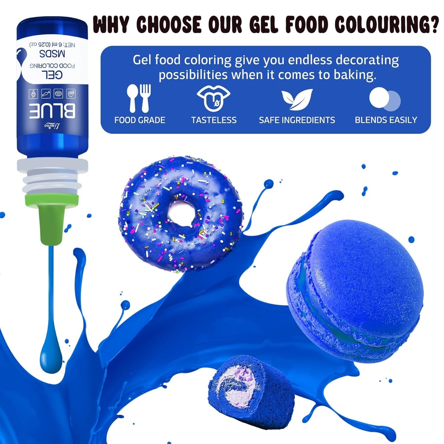 Gel-madfarve - 100 ml, Gel-madfarve til kager, bagning, småkager, makroner - koncentreret sukkerfri madfarve til kagedekoration, drikkevarer, påskeæg, DIY-slime (hvid)