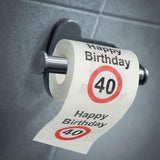 Sæt med 4 toiletpapir "Tillykke med 40 års fødselsdagen" │40 års fødselsdag 24 meter 2-stoffer 180Gr/Qm │ Toiletpapir motiv toiletpapir (4 X toiletpapir 40)
