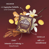 Pukka | Blanding af økologiske teer "Vanilla Chai" | Kanel, ingefær og vanilje | Te til en godbid med naturlig sødme | Pakke med 1 | 20 teposer