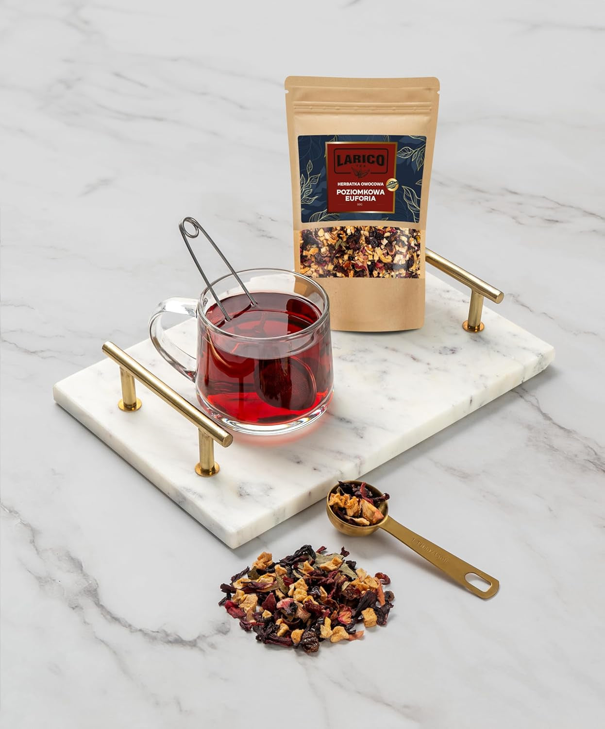 Larico Tea Naturlig frugtte Früchtchen Mix Vilde jordbær Euphorie 50 g/Løs te af højeste kvalitet/Naturlig løs te