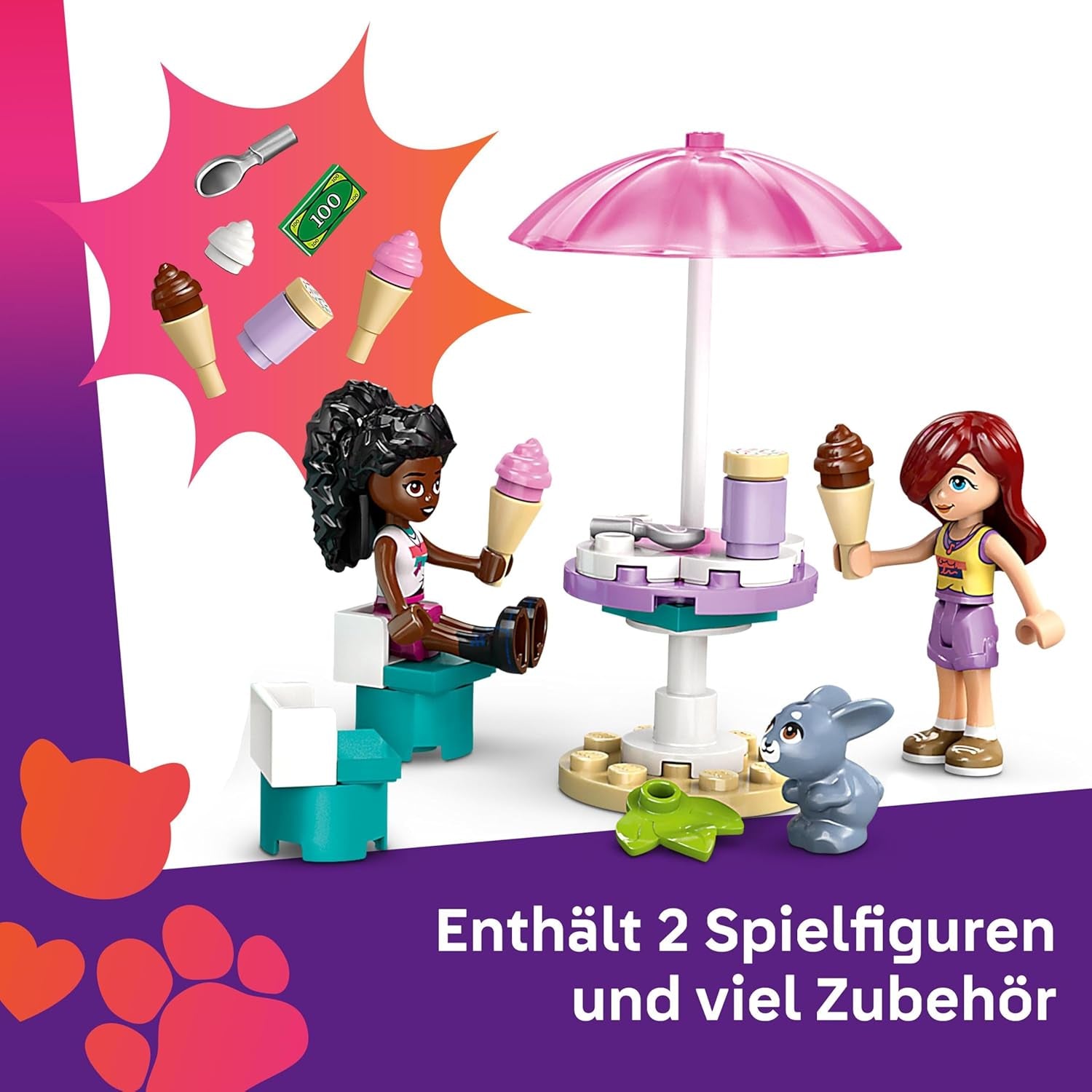 LEGO Friends Heartlake City isvogn Lad som om Legesæt 2 figurer og en kanin Byggesæt 4 år gamle piger Legetøjsfigur Minifigur Byggelegetøj 42644 Byggesæt Besuche den LEGO-Store