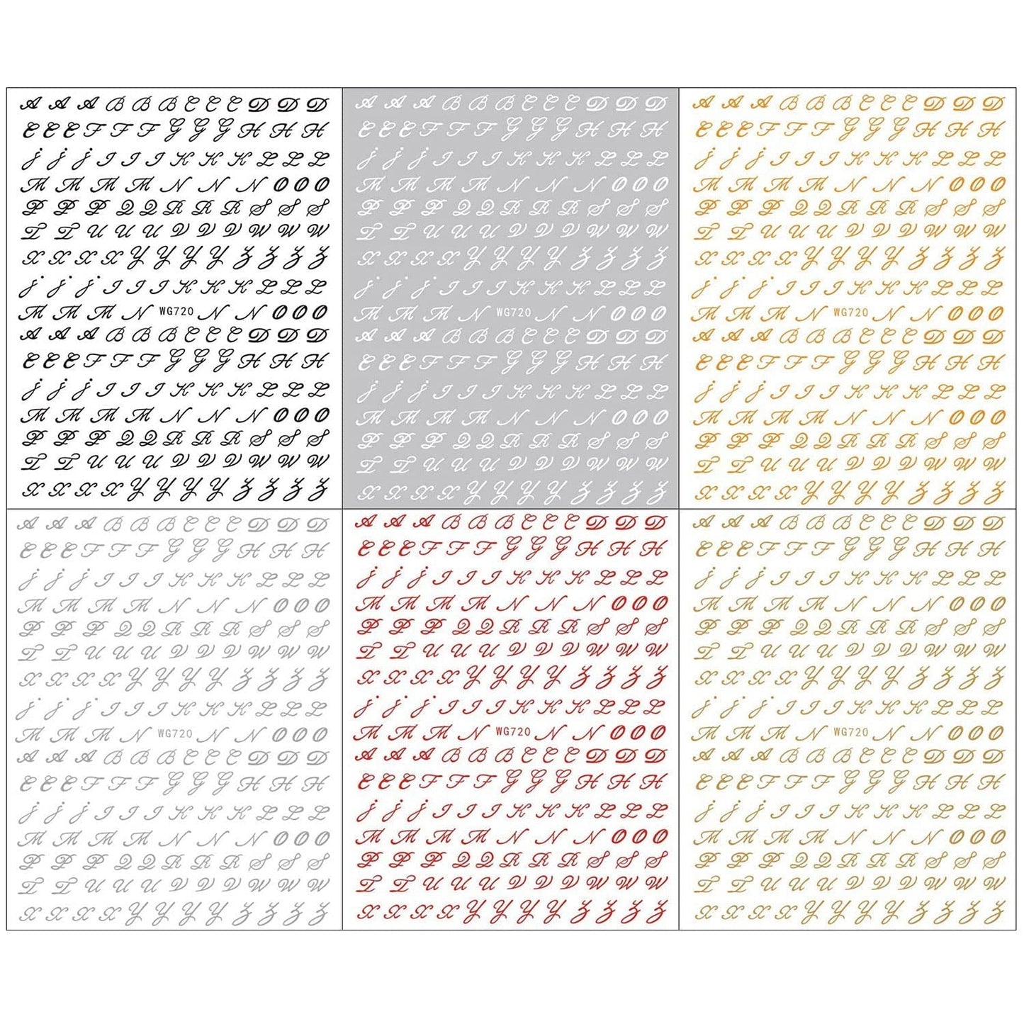 6 Blatt Nagelsticker Alte Alphabetzahlen Nagelaufkleber Selbstklebend Alte Briefe Nail Art Sticker Dekoration Nageldesign Zubehör