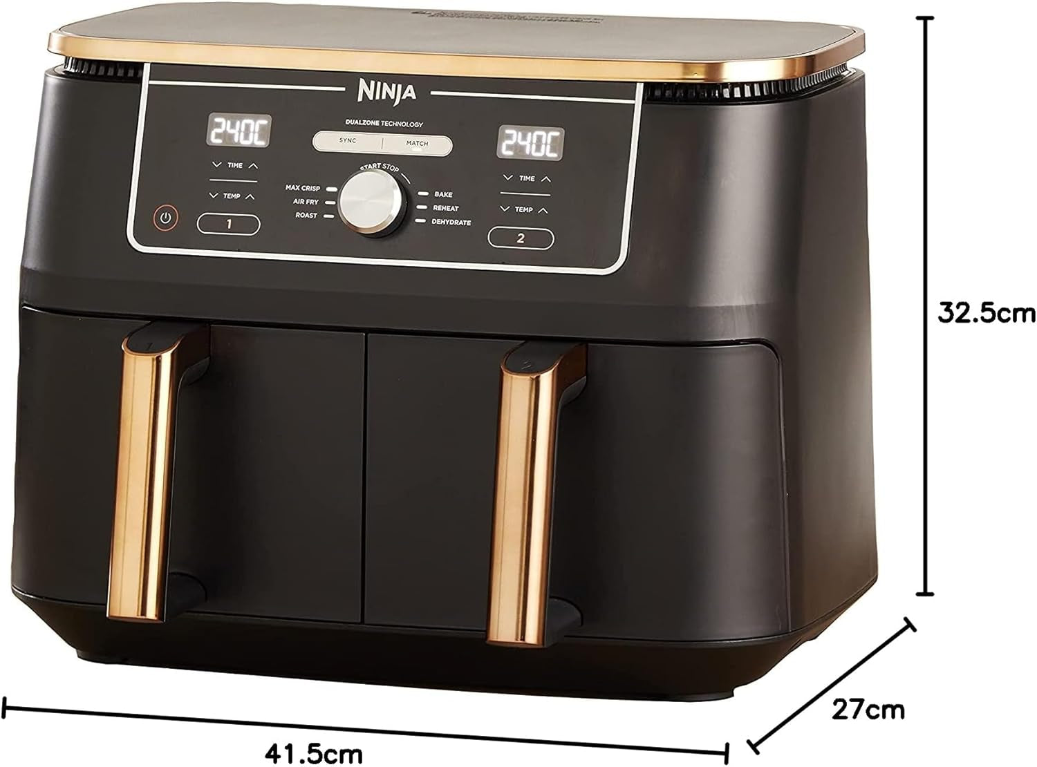 Ninja Foodi AF400EUCP MAX Dual Zone Airfryer, 9,5L Airfryer, 2 rum, med tang, non-stick belægning Husholdningsapparater Naty Shop