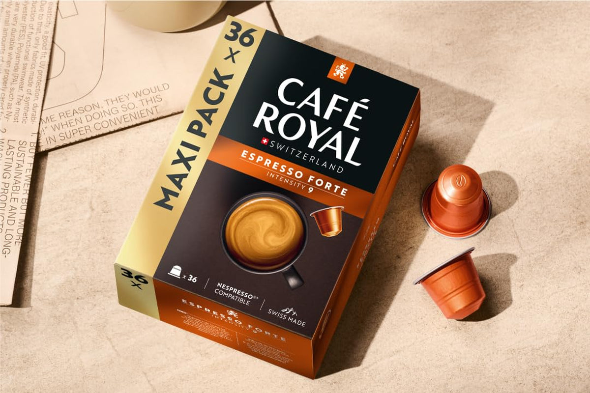 Café Royal Espresso Forte – Nespresso®-kompatible kaffekapsler, 100 % Arabica, fyldig, mellemristet, intensitet 9/12, 36 kapsler