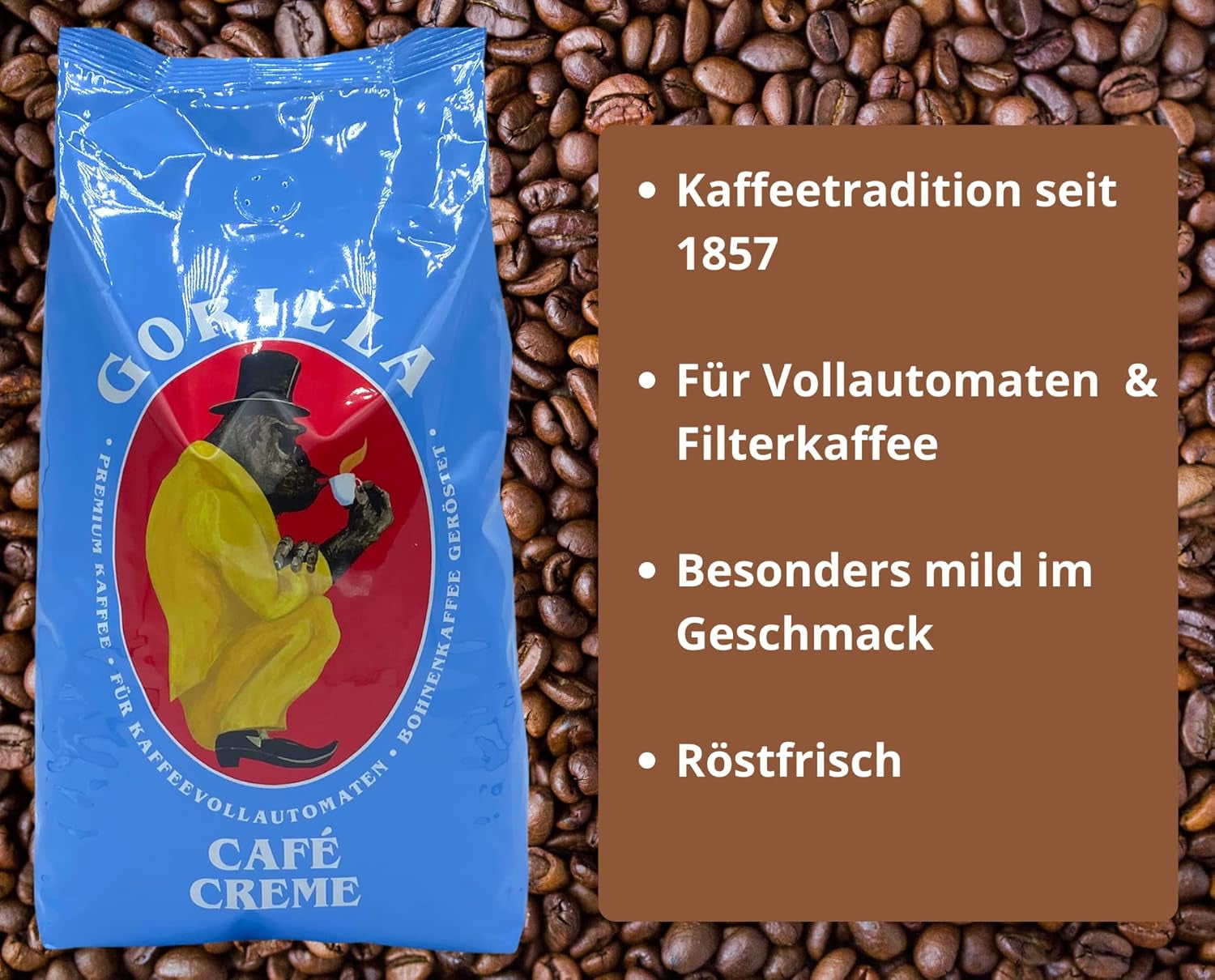 Gorilla kaffecreme 3x 1000g Joerges + Jassas kager | Arabica kaffe Pakke med 3 1 kg
