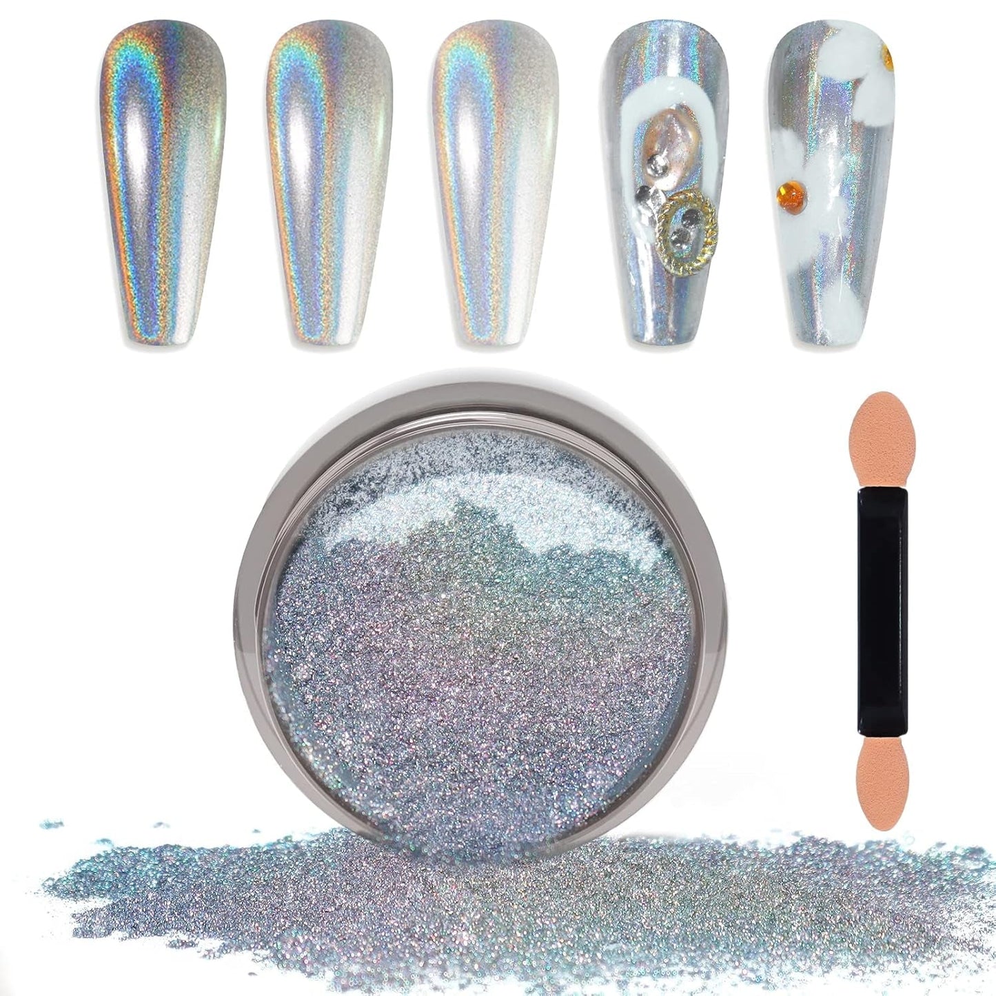 Chrome Nagel Pulver Spiegel Effekt Metallic Staub Holographische Glitter Glasierte Maniküre Dekoration Reflektierendes Pigment Für DIY Gel Polish Nail Art, Harz Handwork, Geschenke Für Gold