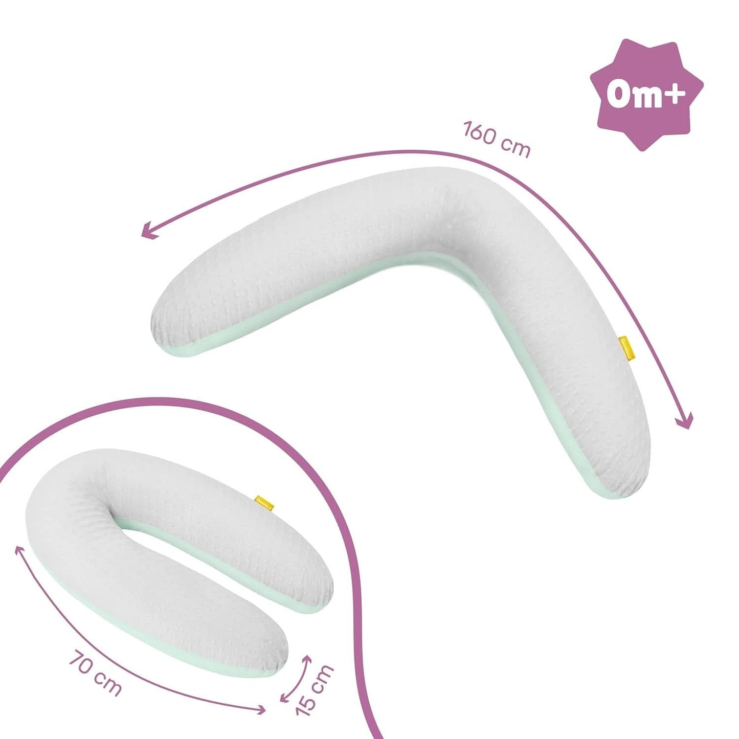 Badabulle Ammepude og luftig graviditetspude, 150 cm, inkluderer betræk, ergonomisk form Tilbehør Mad og Amning Bebe Naty Shop
