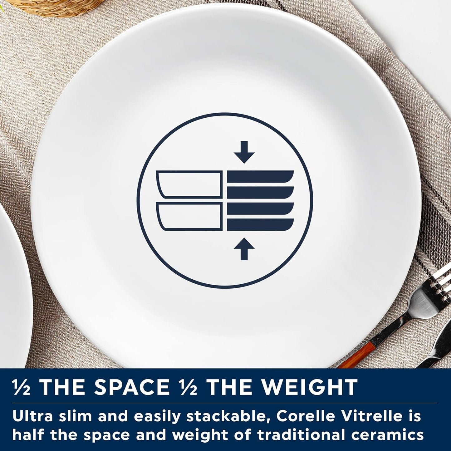 Winter Frost porcelænssæt til 4, 12 stykker, Premium Ultra-Durable Vitrelle™ glasstel, tåler opvaskemaskine, tåler mikroovn og mikroovn, festligt vinterdesign