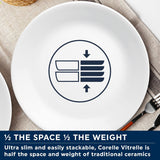 Winter Frost porcelænssæt til 4, 12 stykker, Premium Ultra-Durable Vitrelle™ glasstel, tåler opvaskemaskine, tåler mikroovn og mikroovn, festligt vinterdesign