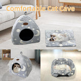 Katzenhöhle Plüsch Katzenhaus mit Waschbarem Kissen Faltbare Katzenzelt Höhle med Håndtag Weiches og Warmes Katzenbett für Drinnen 33x33x35cm