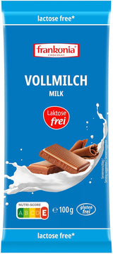 frankonia CHOKOLADE Sødmælkschokolade uden laktose og gluten, 100 g