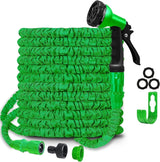 Haveslange Magic fleksibel forlængelig slange med 1,9 cm 1,27 cm fittings 8-funktions spraydyse blå eller grøn 15m