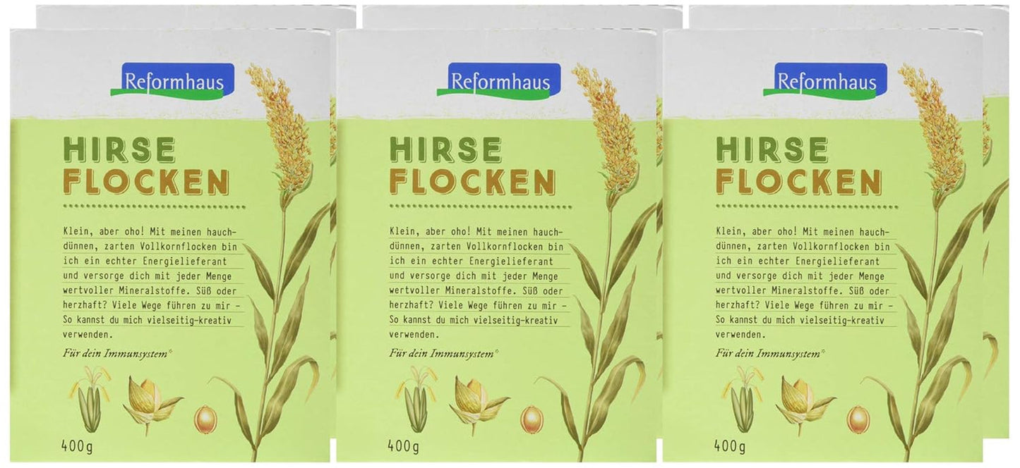 Hirse-Flocken Bio, 6Er Pack (6 X 400 G) Korn Naty Shop