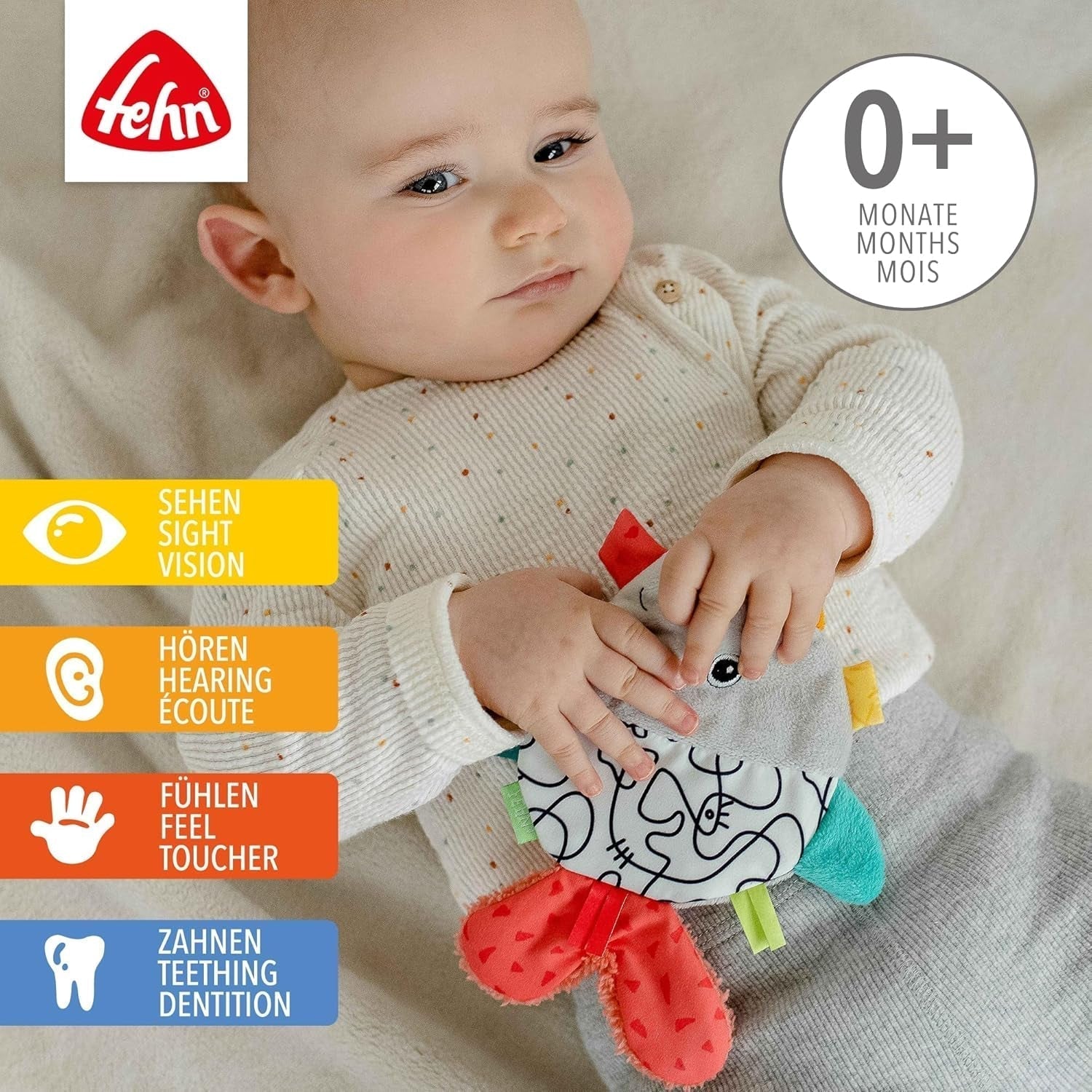 Fehn Crackling Fish - Fang og leg legetøj til babyer - Fang dyrelegetøj til babyer - Motorisk legetøj og knitrende legetøj til babyer og småbørn fra 0+ måneder Babylegetøj Naty Shop