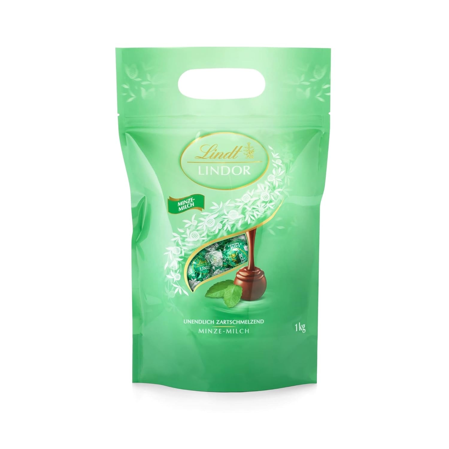 LINDOR chokoladekugler | 1 kg genlukkelig pose | ca. 80 mælkechokoladekugler med myntefyld | Bulkpakning & LINDOR saltede karamelchokoladekugler