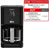Krups Smart'n Light kaffemaskine med timer, til 1,25 liter filterkaffe, holde varm funktion, automatisk sluk, sort, KM600810