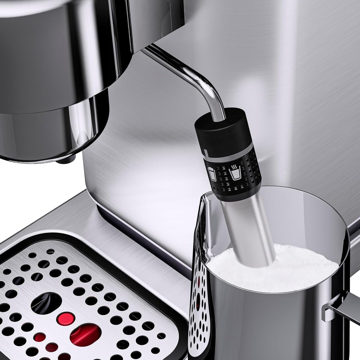 WMF Lumero espressomaskine, portafilter, 1400 watt, portafilter, 3 indsatser, til 1-2 espressokopper, inklusive til kapsler, 15 bar, kopholder, mælkeskummer, mat rustfrit stål