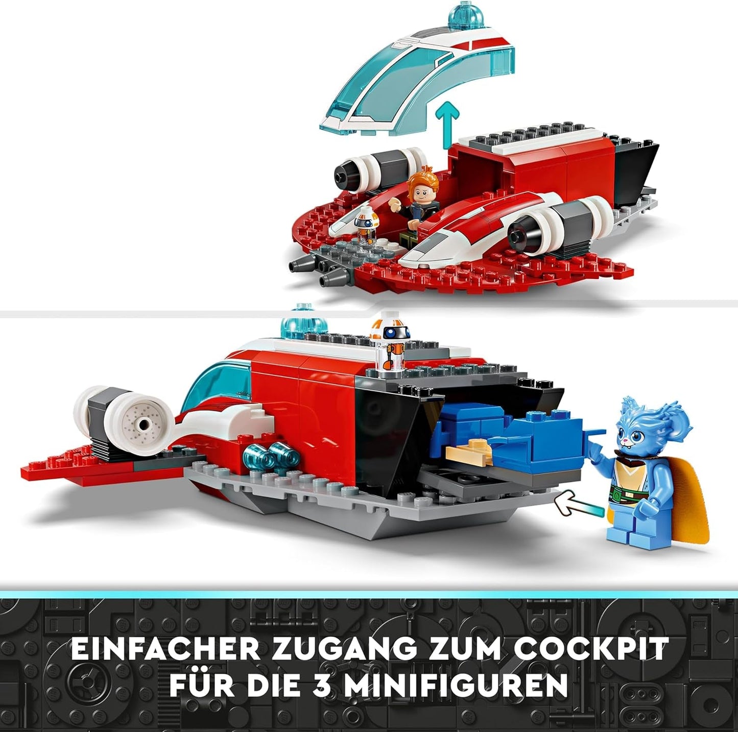 LEGO Star Wars: The Adventures of the Young Jedi Crimson Firehawk, startsæt til børn med bygbart rumskib, speedercykel og 3 figurer, gave til drenge og piger 4 år gamle 75384 byggesæt Besuche den LEGO-Store