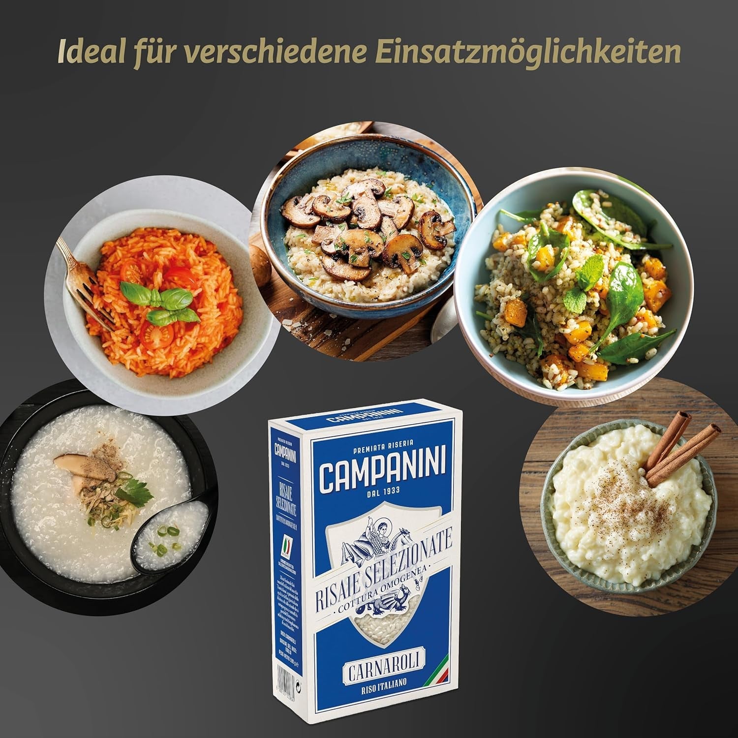 RISO CARNAROLI | Ris Risotto | 500 g fra Italien | Risottoer og supper | RISERA CAMPANINI