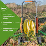 Amig - Slangerulle | til 1/2" slanger | maks. 60 m rullet | med håndsving for nem oprulning | polypropylen | orange og grå