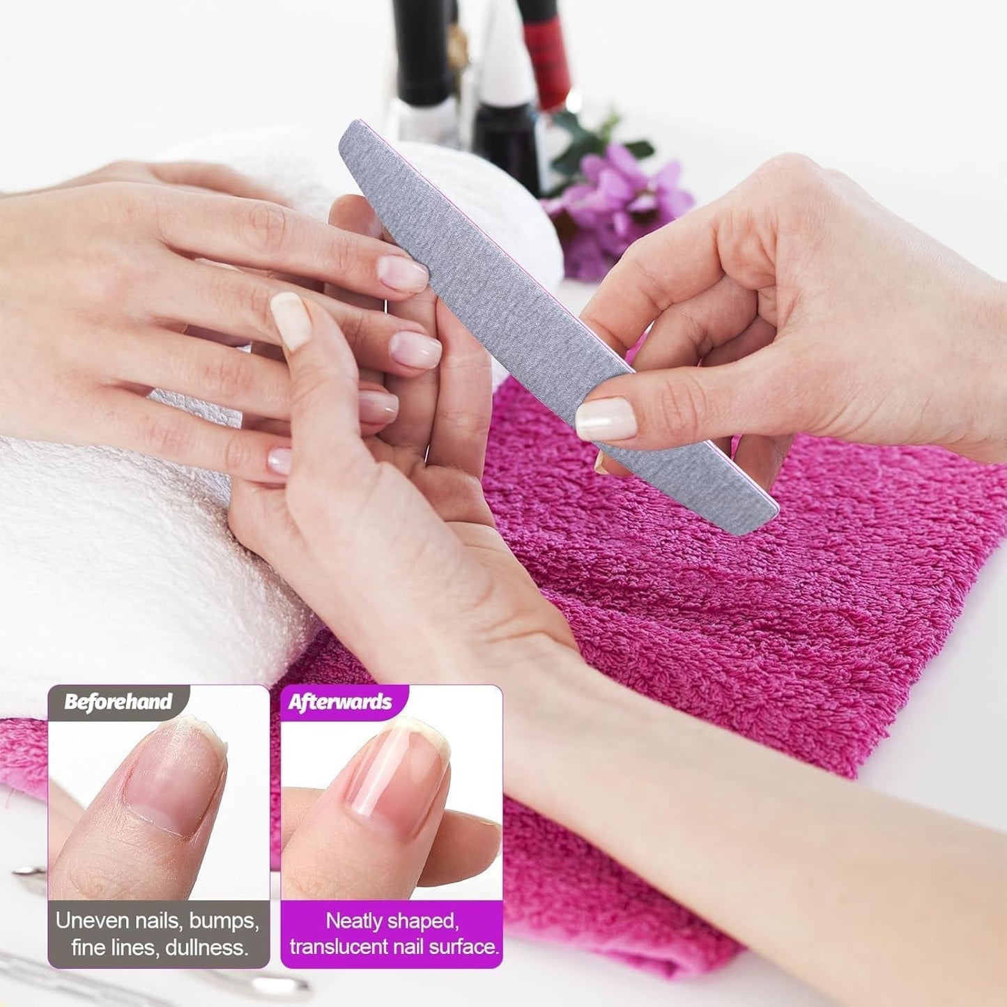 50 Stück Nagelfeile 100/180, Halbmond Nagelfeilen Für Gelnägel, Doppelseitige Nagelfeilen Sæt, Neglefil, Grit Engangsneglefil Für Nagelstudios DIY Nail Art Zuhause, Weiß
