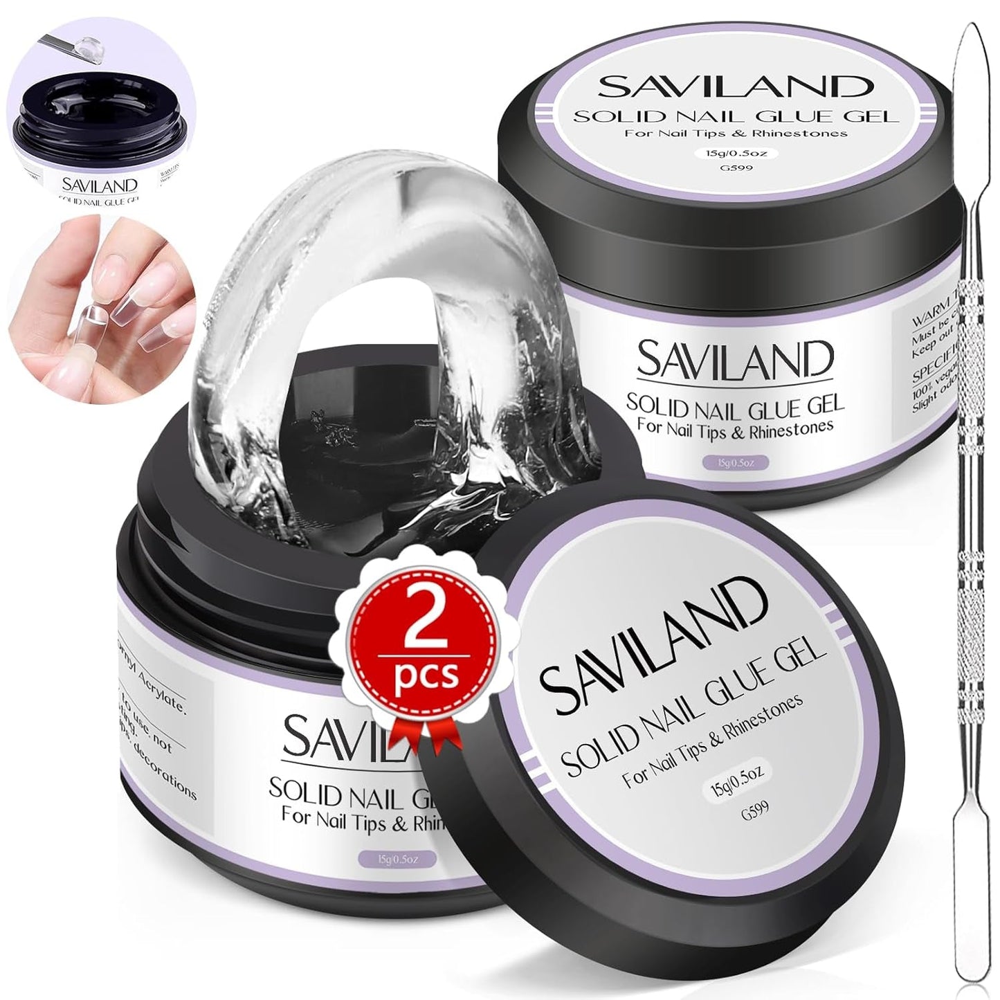 SAVILAND Fester Nagelkleber Gel: 30-Tage Lang Anhaltender Stronger Nagelkleber Für Press on Nails Falsche Nagelspitzen 15Ml U V Nagelkleber 3D Gel-Nagelkunst-Kleber Für Verwendung Im Salon Zu Hause