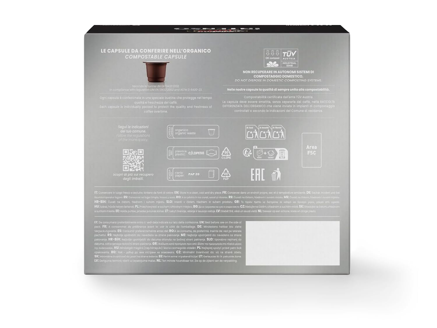 Caffè Vergnano 1882 - Èspresso Kompostierbare Kaffeekapseln , kompatibel med Nespresso, Intenso (Intenso) - Packung Enthälts 100 Kapseln