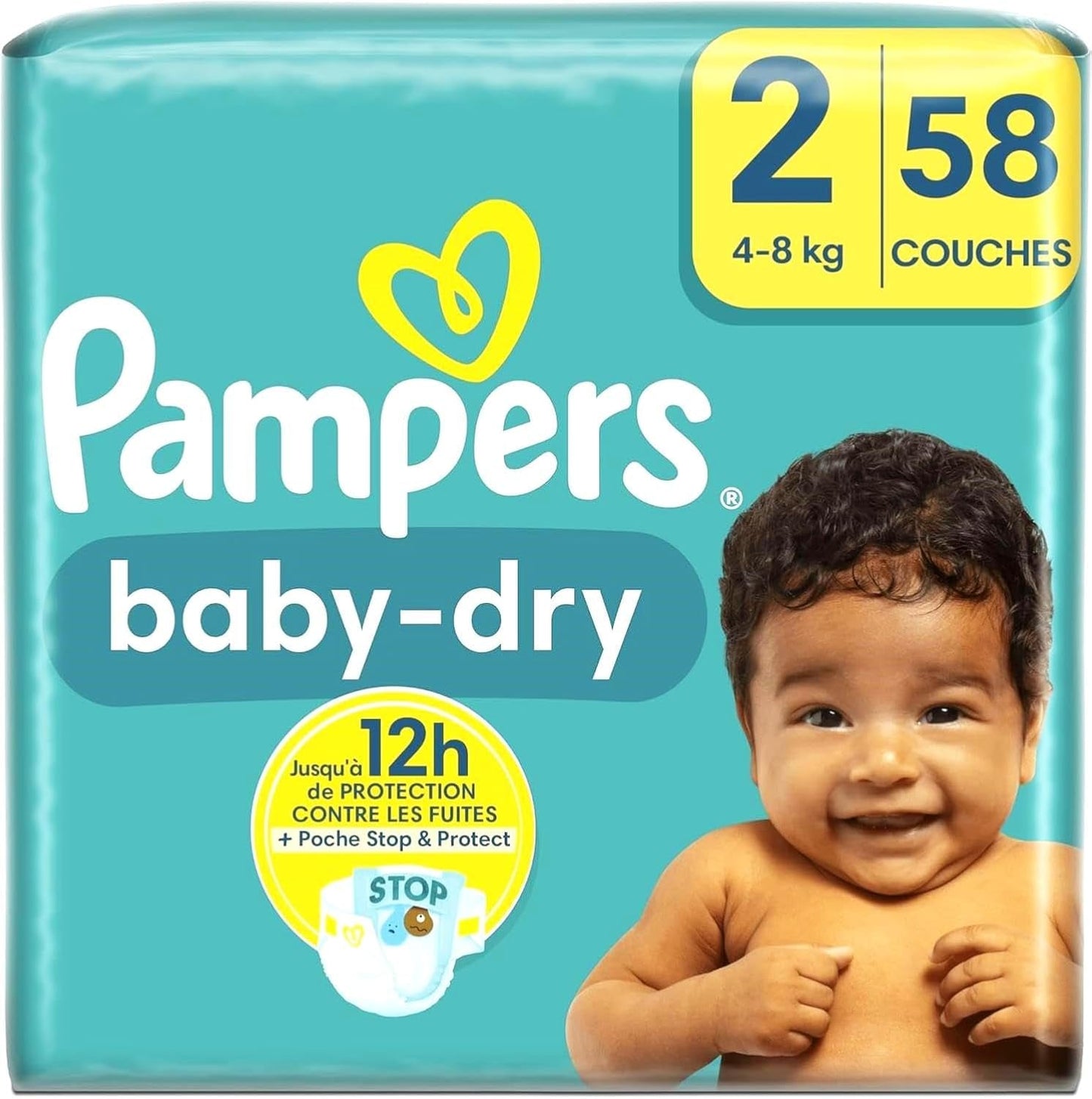 Pampers Baby-Dry bleer, str. 8, 43 bleer, fra 19 kg, Jumbo+ pakke