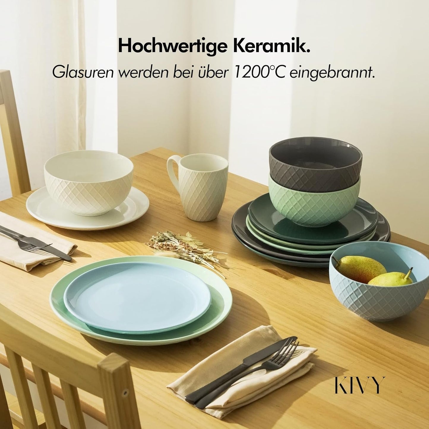 KIVY kornskålesæt - 6 x 850 ml - Store suppe- og grødskåle - Suppeskåle - skåle - kornskåle - suppeskåle - skålsæt - keramisk kornskåle (cremehvid, skåle)