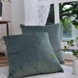 Gardinbokspude Pyntepude Lxb 45X45 Cm Grøn Jacquard "Greta" med sildebensdesign Let vedligeholdende lynlåslukning Blødt fyld 320G - Forskellige farver, 2023510 Rejsepuder Naty Shop
