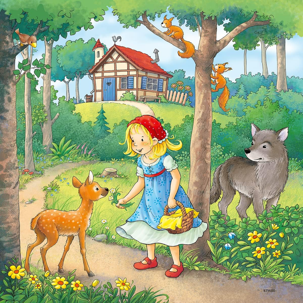Ravensburger Puslespil til børn - 08051 Rapunzel, Rødhætte og Frøkongen - Puslespil for børn på 5 år og ældre, med 3X49 brikker Puslespil Naty Shop