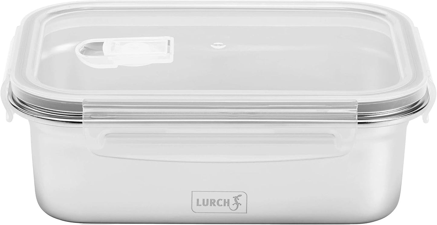 Lurch 240895 Madkasse Højkvalitets rustfrit stål sikkerheds-/opbevaringsboks med BPA-frit plastiklåg 2000ml klare madopbevaringskasser Naty Shop 1200ml