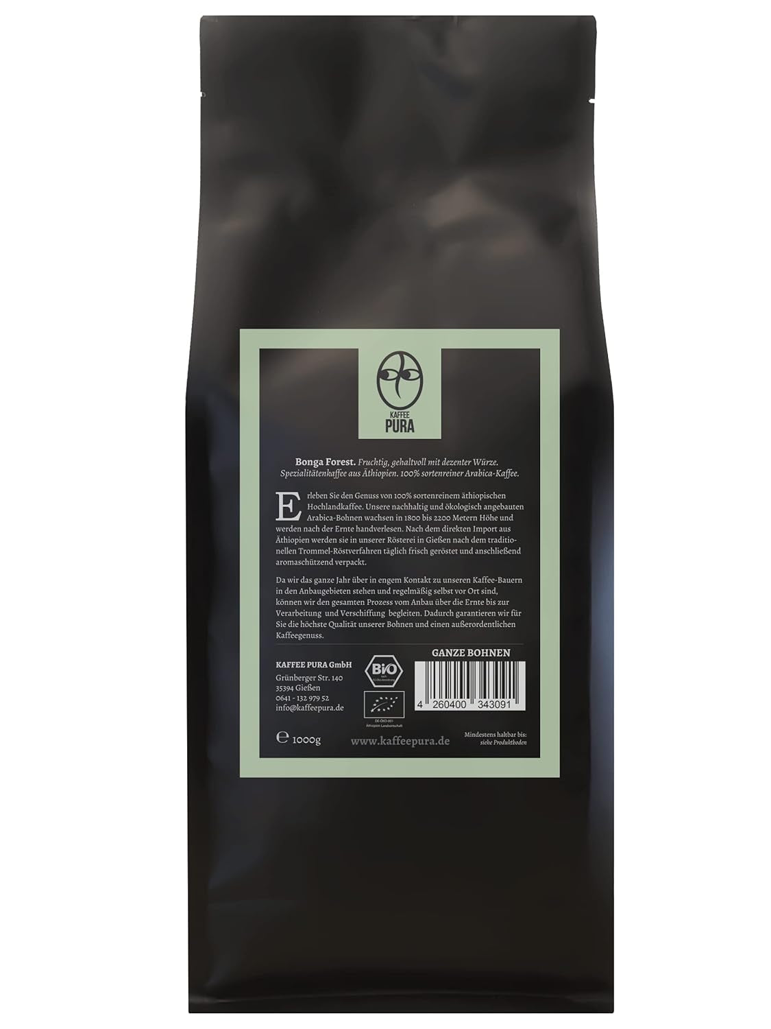 Bonga Forest Økologisk hele bønnekaffe (1000)