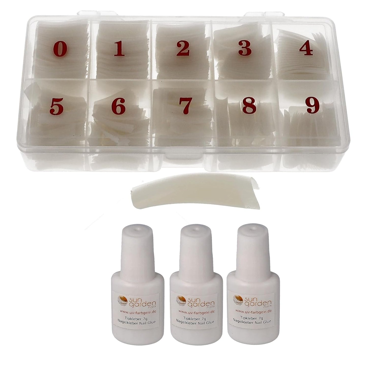 Sun Garden Nails Tipbox 500 Tips Inkl. 3 Tips Lim Tips Negle Tips Lim - modellering af negle