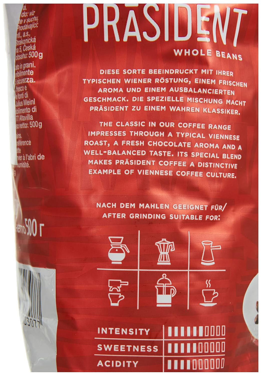 President Whole Beans Pakke med 2 (2 x 500 g)