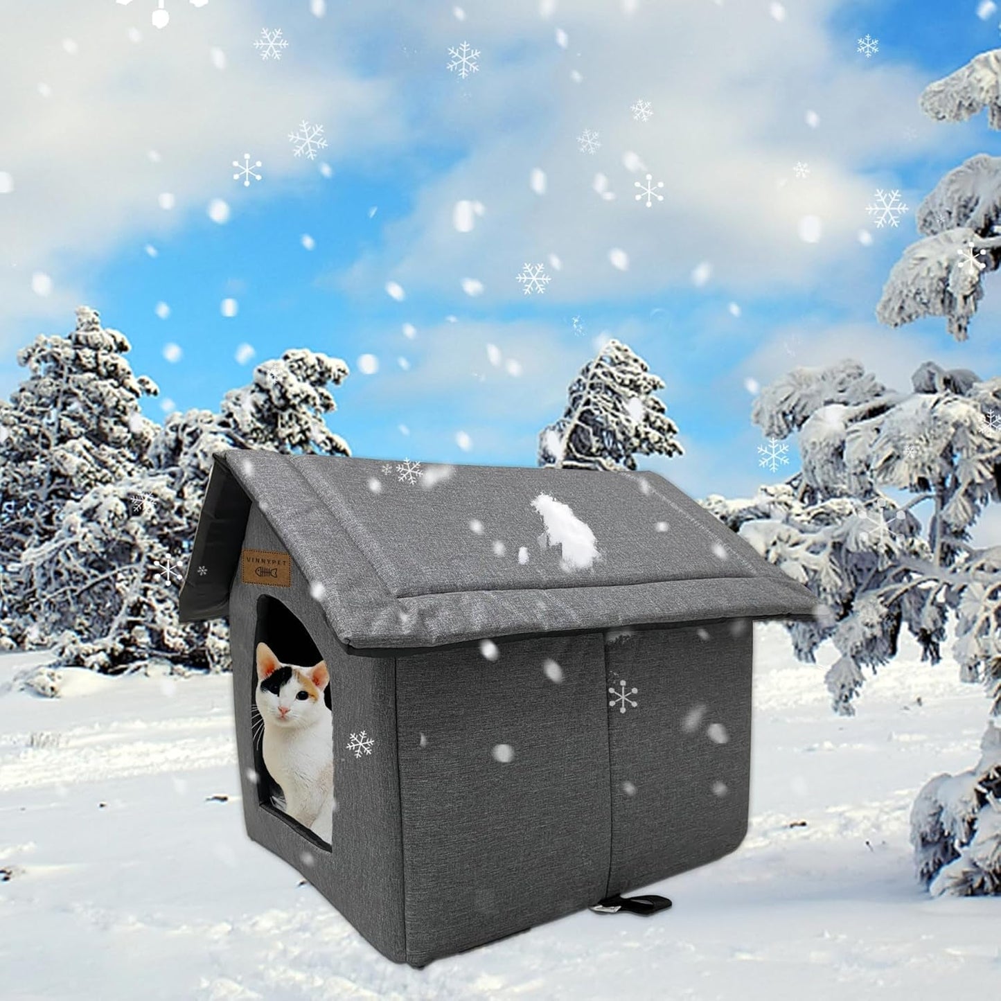 Katzenhaus Für Draußen Winterfest Wasserdicht Wetterfester Katzenhöhle Haustierhaus mit Plüschkissen Varm Hundehöhle Waschbar Hundehaus Tierheim Für Streuner Haustiere 45x40x45