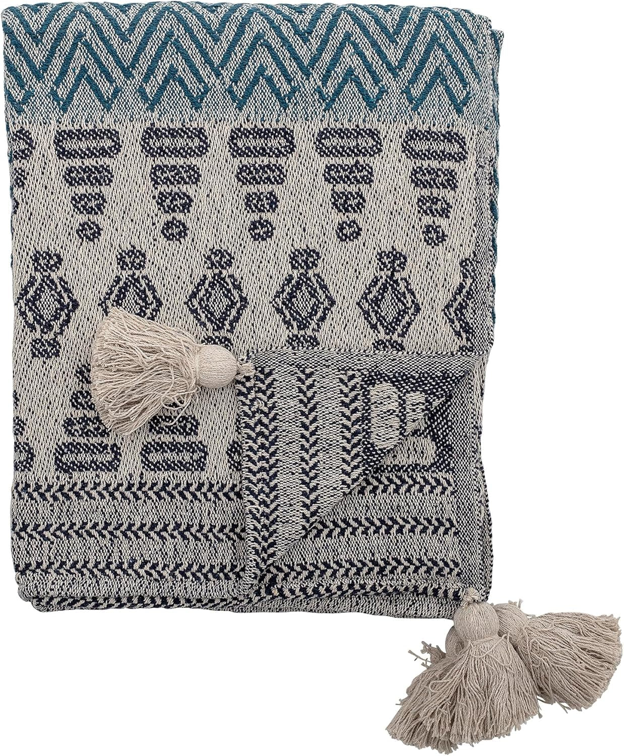 Bloomingville sengetæppe, sort, bomuld, 160 cm Blå Bloomingville senge og tæpper 160 X 130 cm