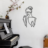 3 stykker Metal Minimalistisk Kvinde Væg Art Deco Moderne Metal Abstrakt Kvinde Vægkunst Kvinde Enkeltlinjetegninger til at hænge til stuen (sort, moderne) Statuetter og skulpturer Naty Shop