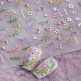 Nagelsticker Sæt - Selbstklebende Nail Sticker, Nageldesign Zubehör, Nail Art, Nagelaufkleber Für Fingernägel, Blumen Nagelsticker, Nagel Deko