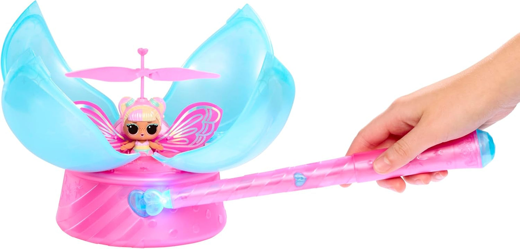 LOL overraskelse! Magic Flyers Fairies Tots - Blomsterbarn - Indeholder 1 dukke og 1 tryllestav i en blomsterformet pakke, 2 til at samle, Rose
