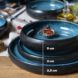 Moritz & Moritz SOLID 18-delt spisestel i stentøj til 6 - porcelænssæt til 6, bestående af 6 middagstallerkener, 6 sidetallerkener og 6 middagstallerkener