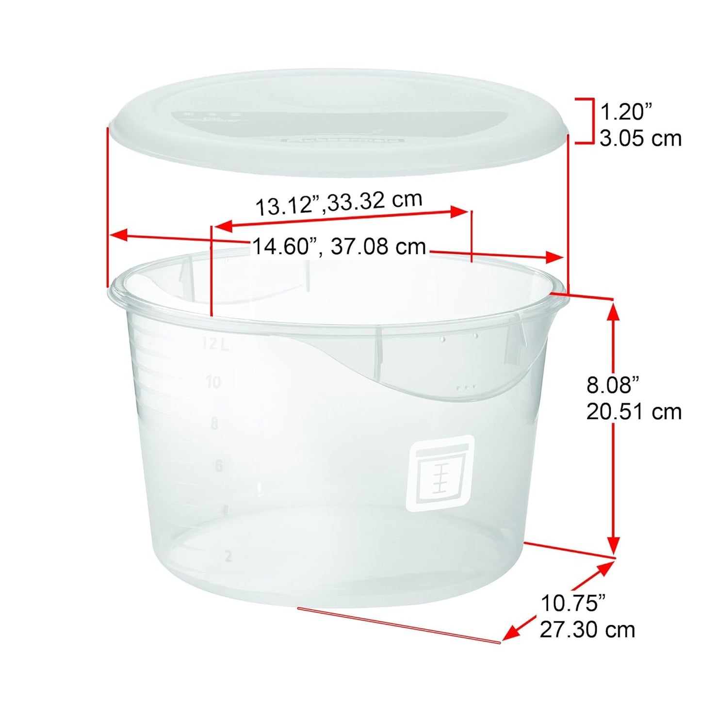 Låg til madopbevaringsbeholdere, runde, røde, 11,4 L Naty Shop madopbevaringsbokse