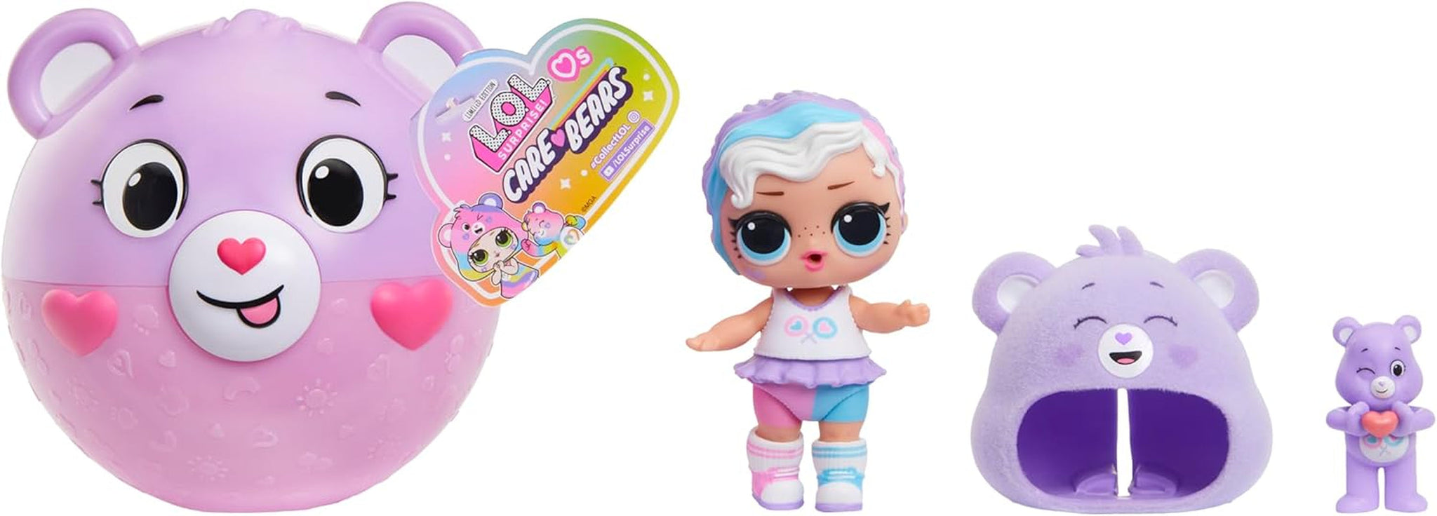 LOL overraskelse! Loves Care Bears Tots - Indeholder 1 dukke med outfit og tilbehør, bamsebold, skjult emballage, 6 samledukker
