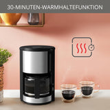 Krups KM3210 Pro Aroma Plus Espressomaskine, 10 kopper, 1,25 L, Hold varm i 30 minutter, Synligt vandstandsvindue, Anti-drypsystem, Sort med anvendelser i rustfrit stål