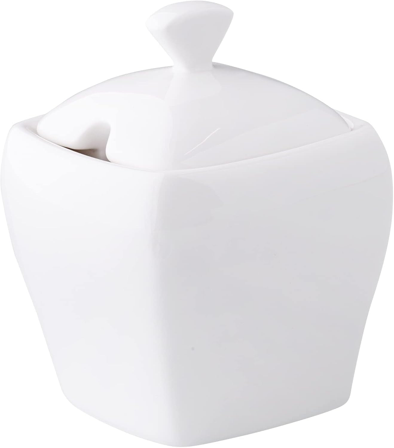 AMBITION tekande med låg 120 ml bølget design porcelænsfad med ske fordybning Tåler opvaskemaskine og mikroovn