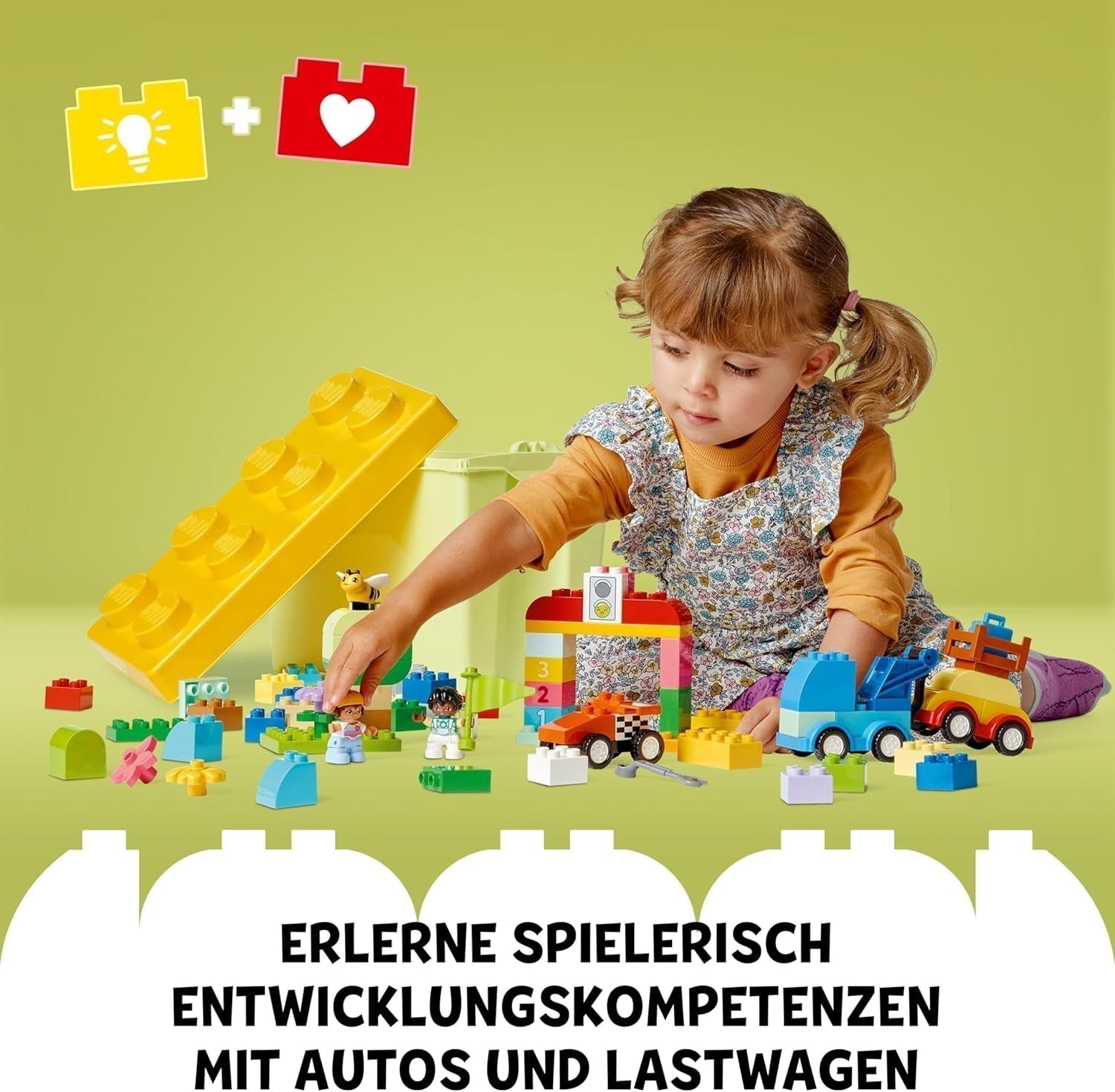 LEGO DUPLO Klassisk klodskasse biler og lastbiler, Køretøjslegesæt til børn fra 1,5 år, kreativt lærende legetøj, billegetøj og racerbilsæt 10439 Byggesæt Besuche den LEGO-Store