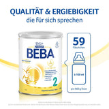 BEBA 2 - Tilskudsmælk efter 6 måneder, med 5 HMO-komplekser, alderssvarende proteinindhold, laktosefri, palmeoliefri, fiskeoliefri, babymad, babymælkpulver, 3 stk. (3 x 800 g)
