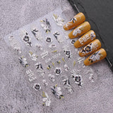 JMEOWIO 6 Blatt 3D Nagelsticker Frühlings Blume Nail Art Sticker Selbstklebend Nagelaufkleber 5D Stereoskopisk Bunte Sommer Blumen Dekoration Nageldesign Zubehör