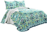 Lush Decor Clara quilt, bomuld, turkis og mandarin, Hel/Queen Dyner og dyner Naty Shop Blå/grøn King size