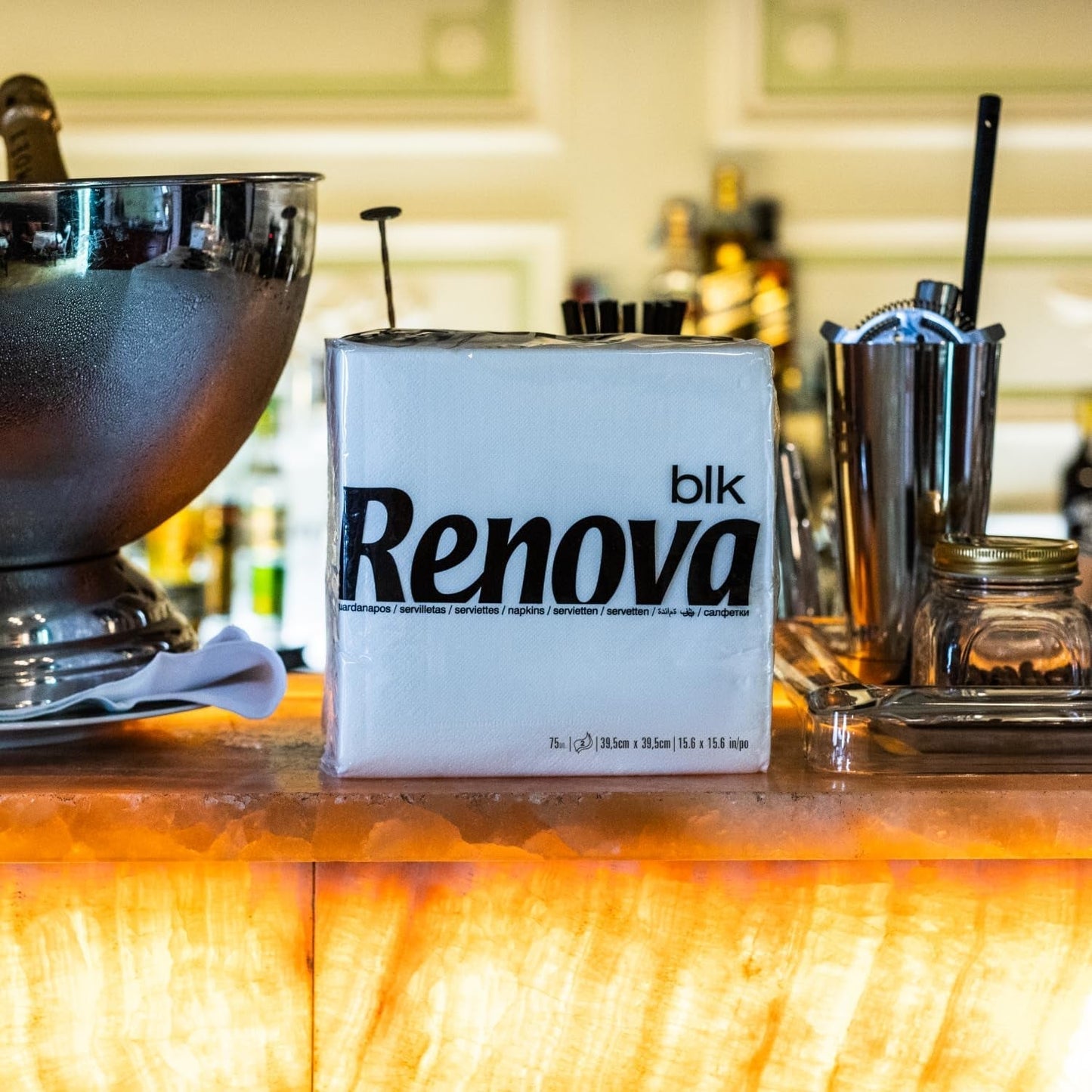 Renova store hvide papirservietter, 75 servietter